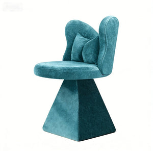 English Elm Vanity Swivel Accent Chair Butterfly Back Chenille Velvet Upholstered for Bedroom or Dining Blue W2500P366917
