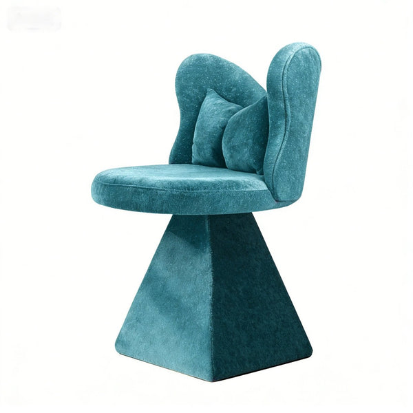 English Elm Vanity Swivel Accent Chair Butterfly Back Chenille Velvet Upholstered for Bedroom or Dining Blue W2500P366917