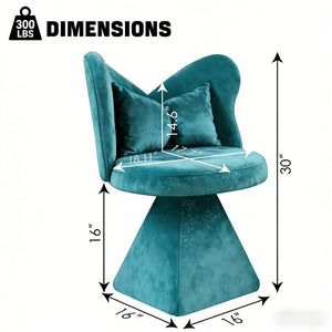 English Elm Vanity Swivel Accent Chair Butterfly Back Chenille Velvet Upholstered for Bedroom or Dining Blue W2500P366917