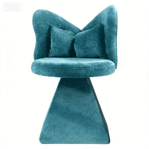 English Elm Vanity Swivel Accent Chair Butterfly Back Chenille Velvet Upholstered for Bedroom or Dining Blue W2500P366917