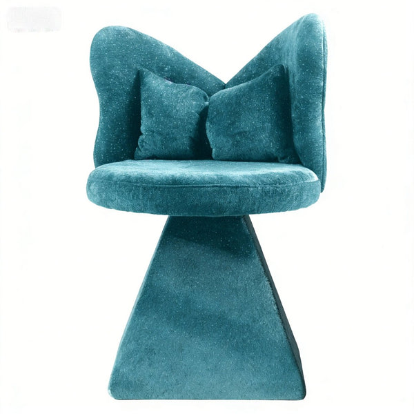 English Elm Vanity Swivel Accent Chair Butterfly Back Chenille Velvet Upholstered for Bedroom or Dining Blue W2500P366917