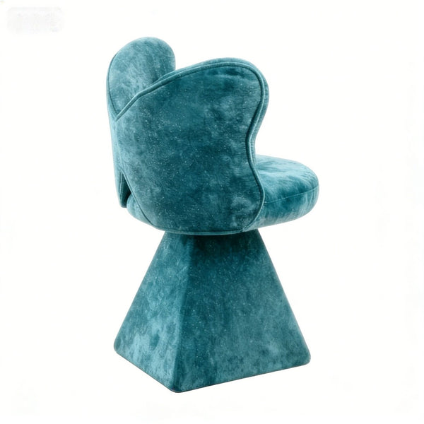 English Elm Vanity Swivel Accent Chair Butterfly Back Chenille Velvet Upholstered for Bedroom or Dining Blue W2500P366917