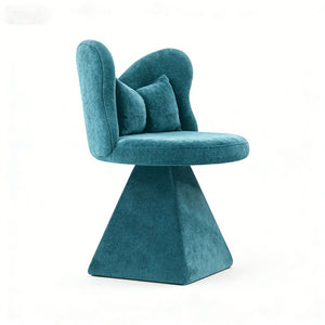 English Elm Vanity Swivel Accent Chair Butterfly Back Chenille Velvet Upholstered for Bedroom or Dining Blue W2500P366917