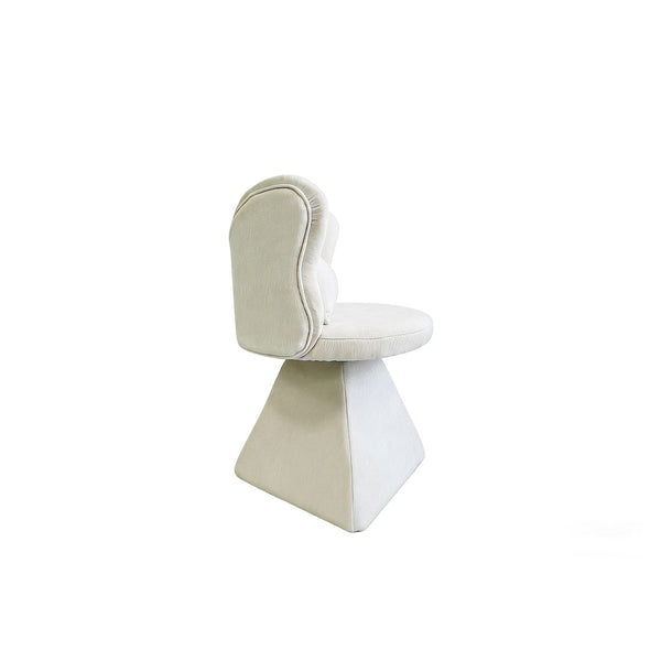 English Elm Vanity Swivel Accent Chair Butterfly Back Chenille Velvet Upholstered for Bedroom or Dining White W2500P377675