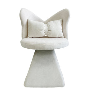 English Elm Vanity Swivel Accent Chair Butterfly Back Chenille Velvet Upholstered for Bedroom or Dining White W2500P377675
