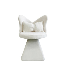 English Elm Vanity Swivel Accent Chair Butterfly Back Chenille Velvet Upholstered for Bedroom or Dining White W2500P377675