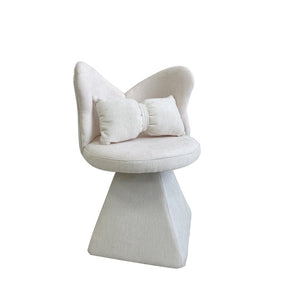 English Elm Vanity Swivel Accent Chair Butterfly Back Chenille Velvet Upholstered for Bedroom or Dining White W2500P377675