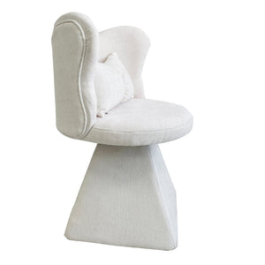 English Elm Vanity Swivel Accent Chair Butterfly Back Chenille Velvet Upholstered for Bedroom or Dining White W2500P377675