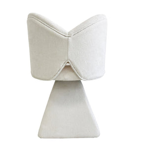 English Elm Vanity Swivel Accent Chair Butterfly Back Chenille Velvet Upholstered for Bedroom or Dining White W2500P377675