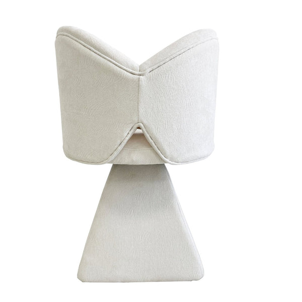 English Elm Vanity Swivel Accent Chair Butterfly Back Chenille Velvet Upholstered for Bedroom or Dining White W2500P377675