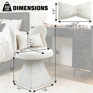 English Elm Vanity Swivel Accent Chair Butterfly Back Chenille Velvet Upholstered for Bedroom or Dining White W2500P377675