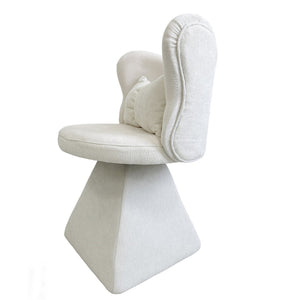 English Elm Vanity Swivel Accent Chair Butterfly Back Chenille Velvet Upholstered for Bedroom or Dining White W2500P377675