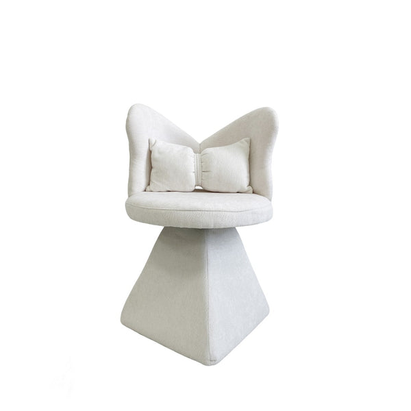 English Elm Vanity Swivel Accent Chair Butterfly Back Chenille Velvet Upholstered for Bedroom or Dining White W2500P377675