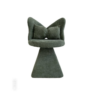English Elm Vanity Swivel Accent Chair Butterfly Back Chenille Velvet Upholstered for Bedroom or Dining Green W2500P377706
