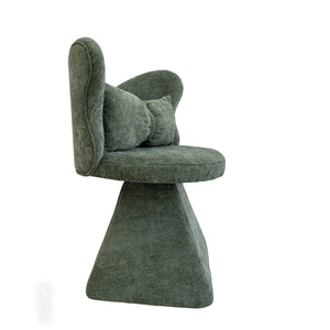English Elm Vanity Swivel Accent Chair Butterfly Back Chenille Velvet Upholstered for Bedroom or Dining Green W2500P377706