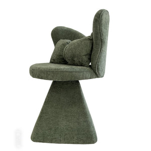 English Elm Vanity Swivel Accent Chair Butterfly Back Chenille Velvet Upholstered for Bedroom or Dining Green W2500P377706