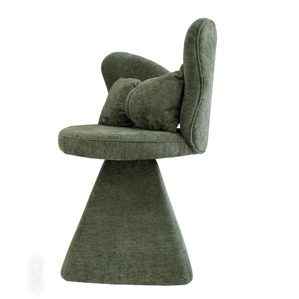 English Elm Vanity Swivel Accent Chair Butterfly Back Chenille Velvet Upholstered for Bedroom or Dining Green W2500P377706