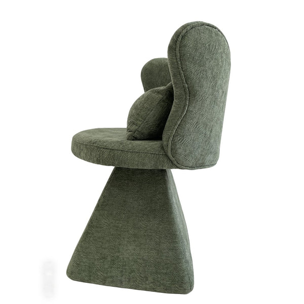 English Elm Vanity Swivel Accent Chair Butterfly Back Chenille Velvet Upholstered for Bedroom or Dining Green W2500P377706