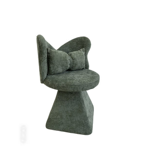 English Elm Vanity Swivel Accent Chair Butterfly Back Chenille Velvet Upholstered for Bedroom or Dining Green W2500P377706