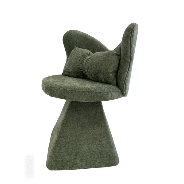 English Elm Vanity Swivel Accent Chair Butterfly Back Chenille Velvet Upholstered for Bedroom or Dining Green W2500P377706