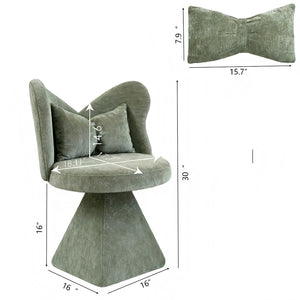 English Elm Vanity Swivel Accent Chair Butterfly Back Chenille Velvet Upholstered for Bedroom or Dining Green W2500P377706
