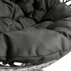 English Elm Folding Hdpe Rattan Egg Chair with Steel Stand Patio Backyard Balcony Lounge Seat Black W2500P479532