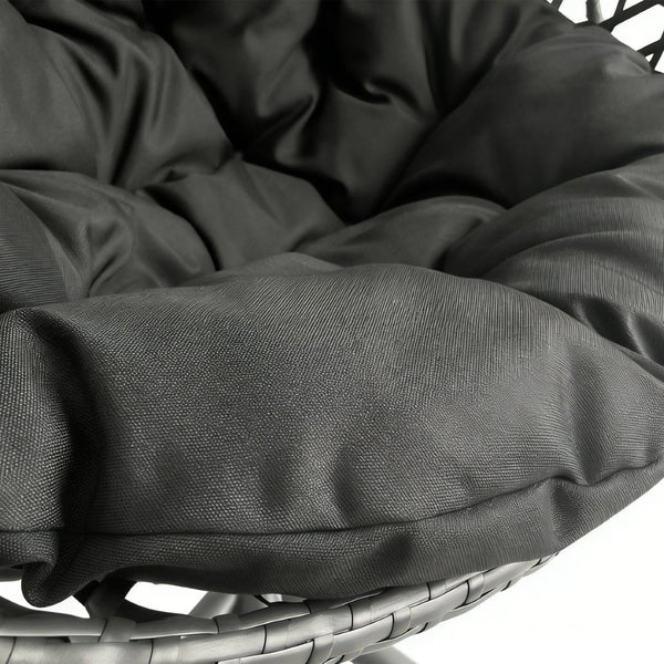 English Elm Folding Hdpe Rattan Egg Chair with Steel Stand Patio Backyard Balcony Lounge Seat Black W2500P479532