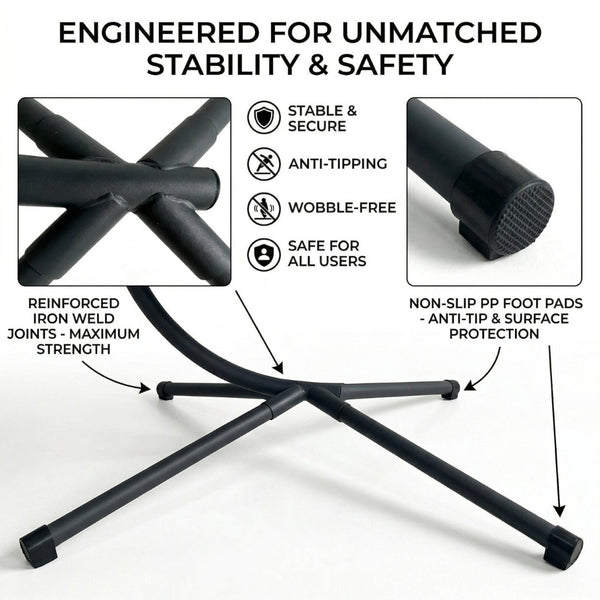 English Elm Folding Hdpe Rattan Egg Chair with Steel Stand Patio Backyard Balcony Lounge Seat Black W2500P479532