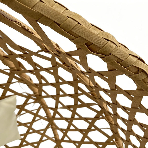 English Elm Folding Hdpe Rattan Egg Chair with Steel Stand Patio Backyard Balcony Lounge Seat Beige+Yellow W2500P479538
