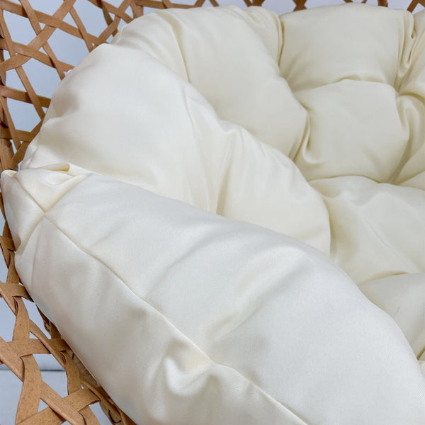 English Elm Folding Hdpe Rattan Egg Chair with Steel Stand Patio Backyard Balcony Lounge Seat Beige+Yellow W2500P479538