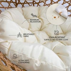 English Elm Folding Hdpe Rattan Egg Chair with Steel Stand Patio Backyard Balcony Lounge Seat Beige+Yellow W2500P479538