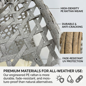English Elm Folding Hdpe Rattan Egg Chair with Steel Stand Patio Backyard Balcony Lounge Seat Beige+Grey W2500P479541