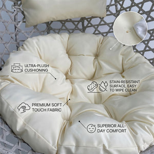 English Elm Folding Hdpe Rattan Egg Chair with Steel Stand Patio Backyard Balcony Lounge Seat Beige+Grey W2500P479541