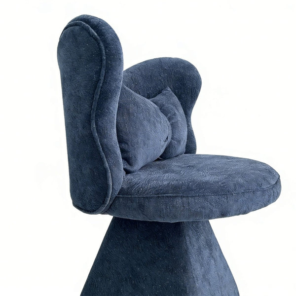 English Elm Vanity Swivel Accent Chair Butterfly Back Chenille Velvet Upholstered for Bedroom or Dining Dark Blue W2500P481989