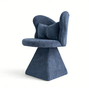 English Elm Vanity Swivel Accent Chair Butterfly Back Chenille Velvet Upholstered for Bedroom or Dining Dark Blue W2500P481989