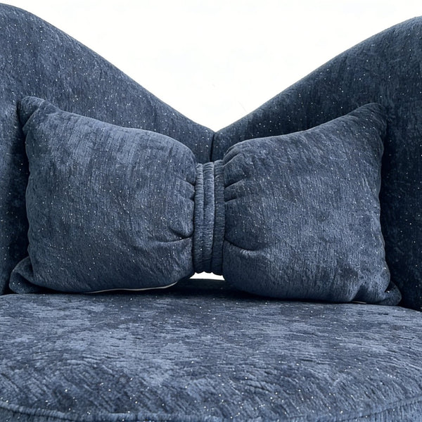 English Elm Vanity Swivel Accent Chair Butterfly Back Chenille Velvet Upholstered for Bedroom or Dining Dark Blue W2500P481989