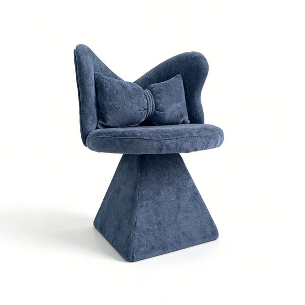English Elm Vanity Swivel Accent Chair Butterfly Back Chenille Velvet Upholstered for Bedroom or Dining Dark Blue W2500P481989
