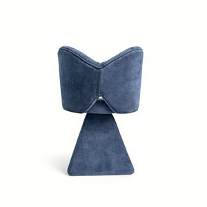 English Elm Vanity Swivel Accent Chair Butterfly Back Chenille Velvet Upholstered for Bedroom or Dining Dark Blue W2500P481989