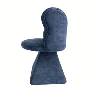 English Elm Vanity Swivel Accent Chair Butterfly Back Chenille Velvet Upholstered for Bedroom or Dining Dark Blue W2500P481989