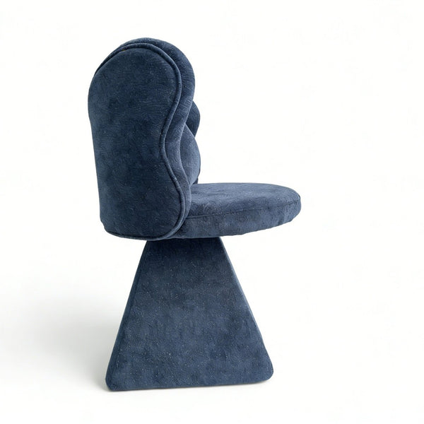 English Elm Vanity Swivel Accent Chair Butterfly Back Chenille Velvet Upholstered for Bedroom or Dining Dark Blue W2500P481989