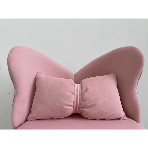 English Elm Vanity Swivel Accent Chair Butterfly Back Chenille Velvet Upholstered for Bedroom or Dining Pink W2500P483010