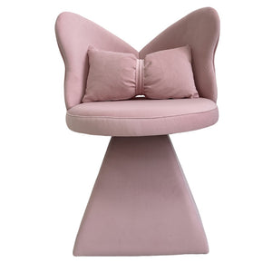 English Elm Vanity Swivel Accent Chair Butterfly Back Chenille Velvet Upholstered for Bedroom or Dining Pink W2500P483010