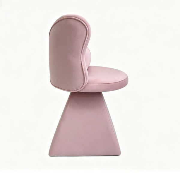 English Elm Vanity Swivel Accent Chair Butterfly Back Chenille Velvet Upholstered for Bedroom or Dining Pink W2500P483010