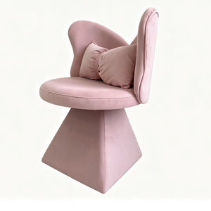English Elm Vanity Swivel Accent Chair Butterfly Back Chenille Velvet Upholstered for Bedroom or Dining Pink W2500P483010