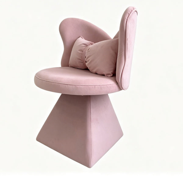 English Elm Vanity Swivel Accent Chair Butterfly Back Chenille Velvet Upholstered for Bedroom or Dining Pink W2500P483010