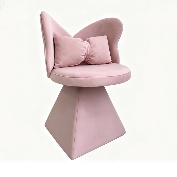 English Elm Vanity Swivel Accent Chair Butterfly Back Chenille Velvet Upholstered for Bedroom or Dining Pink W2500P483010