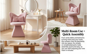 English Elm Vanity Swivel Accent Chair Butterfly Back Chenille Velvet Upholstered for Bedroom or Dining Pink W2500P483010
