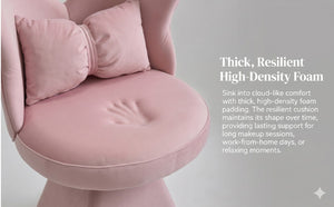 English Elm Vanity Swivel Accent Chair Butterfly Back Chenille Velvet Upholstered for Bedroom or Dining Pink W2500P483010