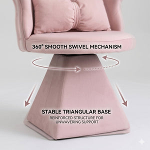 English Elm Vanity Swivel Accent Chair Butterfly Back Chenille Velvet Upholstered for Bedroom or Dining Pink W2500P483010