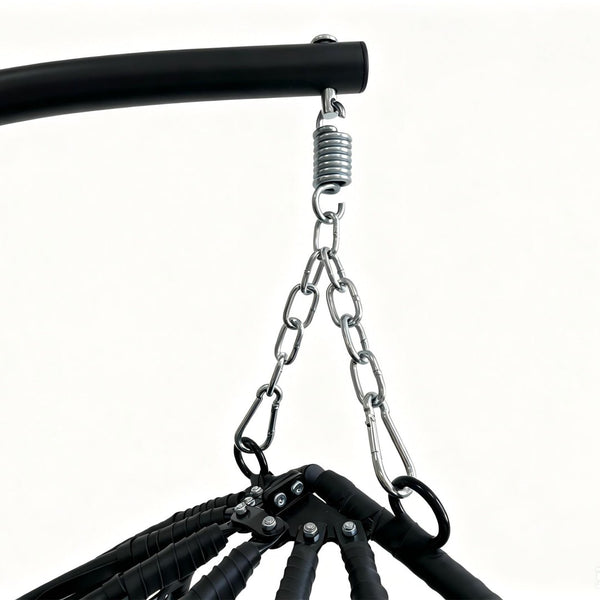English Elm Foldable Hanging Egg Chair Hdpe Wicker Stand Cushion Patio Balcony 350 Lbs Black W2500P494295